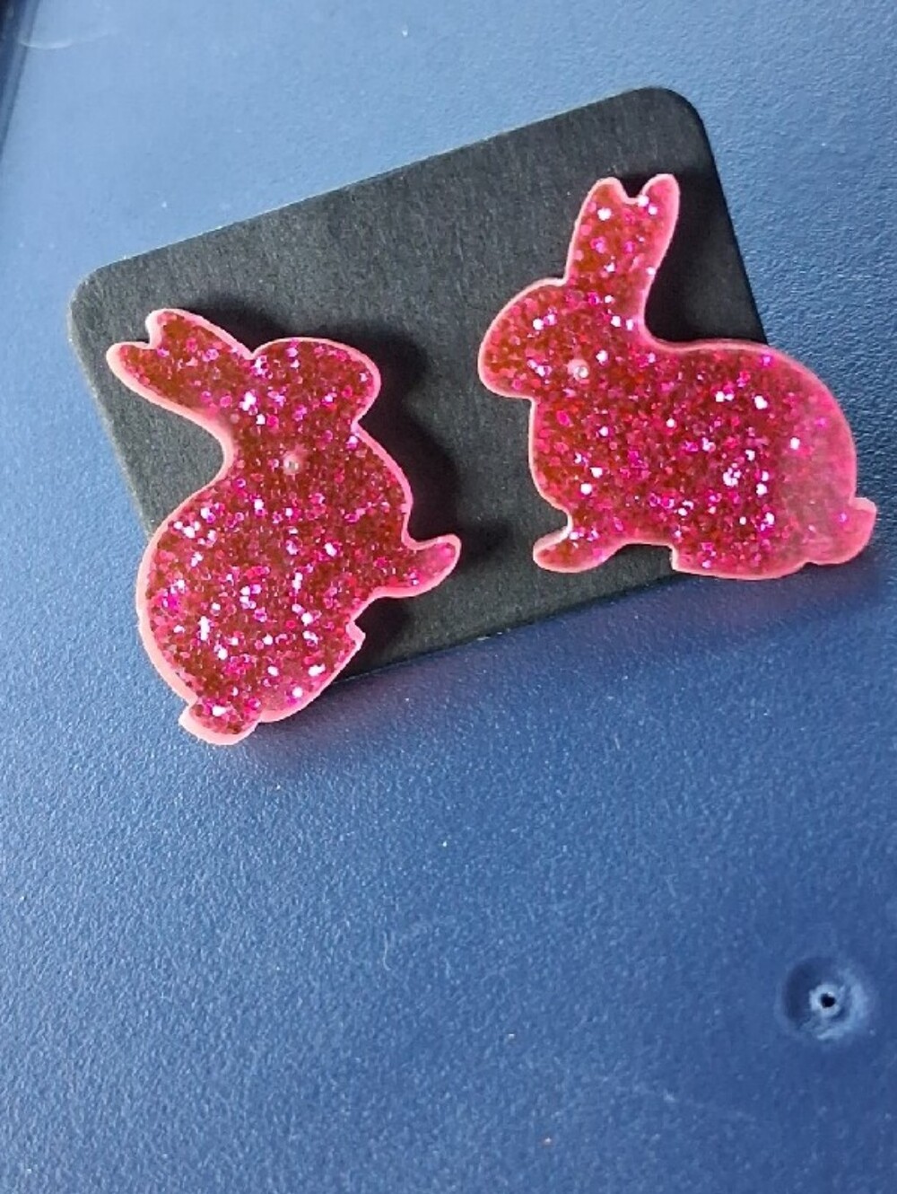 $8 Each Or Bundle 5/$20 Hot Pink Glitter Bunny Stud Earrings
